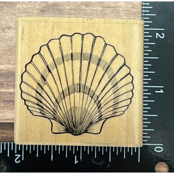 Vintage 1993 Embossing Arts Co. 865-E Scallop Rubber Stamp Wood Block Craft Tool - Picture 1 of 4